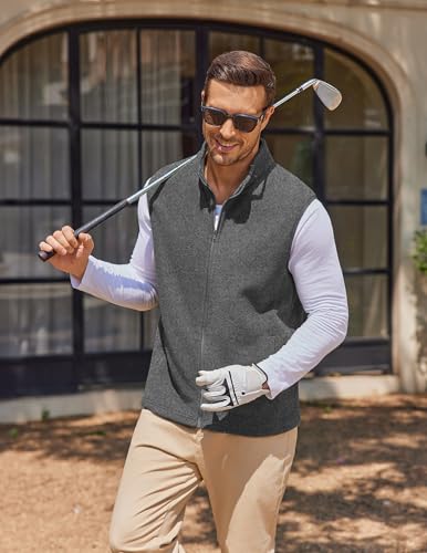 COOFANDY Mens Minimalist Fleece Vest Casual Sleeveless Jacket Lightweight Outerwear Vests for City Layers Heather Grey,L4