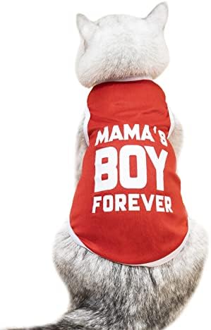 QWINEE Dog Shirts Mom Boy Pet T Shirts Tank for Dogs & Cats,Puppy Shirts,Breathable Letter Pet Clothes for Small Medium Dogs Cats Red A L