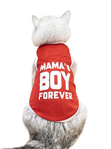 Qwinee Dog Shirts Mom Boy Pet T Shirts Tank For Dogs & Cats,Puppy Shirts,Breathable Letter Pet Clothes For Small Medium Dogs Cats Red A L #TOP6