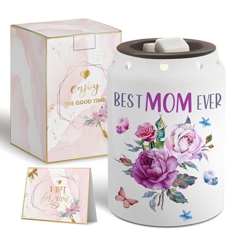 Mom Gifts Wax Warmer, Christmas Birthday Gifts for Mom from Daughter Son, Ceramic Electric Scentsy Candle Wax Melts, Best Mom Meaningful Gifts for Mom, Unique Cute Mother Gift for Home (Purple Rose)