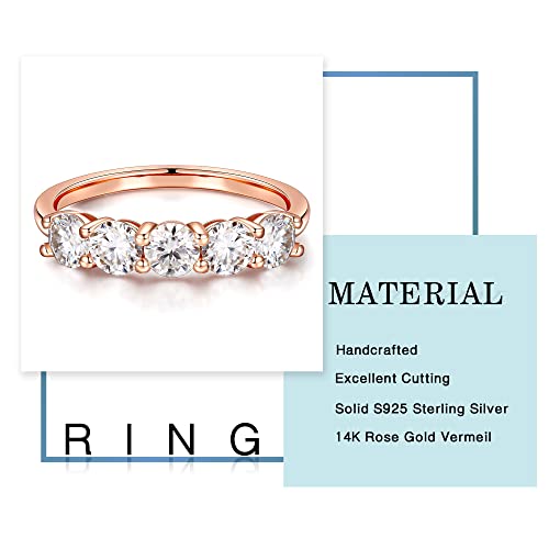 Moosea Moissanite Promise Rings For Her, 4Mm D Color Vvs1 Clarity Lab Created Diamond Wedding Rings 14K Rose Gold Vermeil Moissanite Stackable Rings For Women Mom Wife Anniversary Jewelry Gifts #TOP5