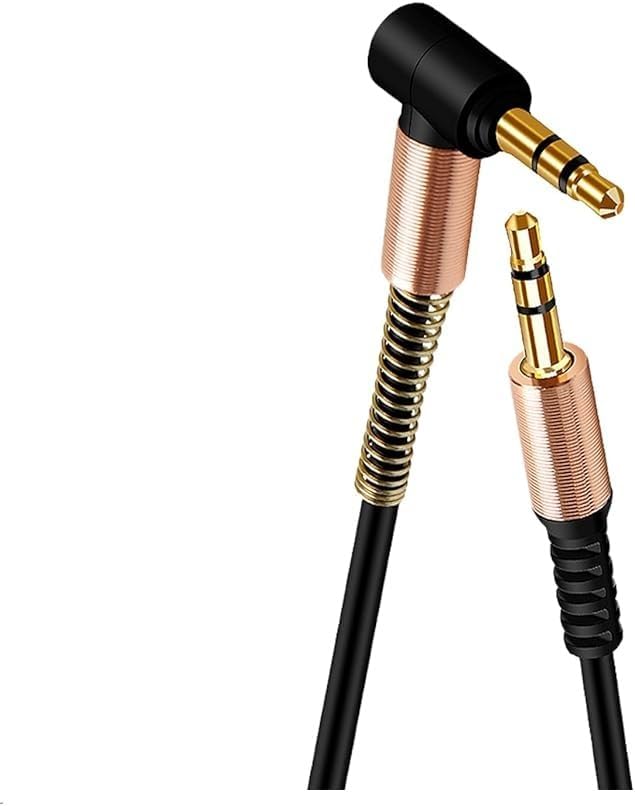Torima XF-09 Siyah Altın Uçlu Araç Müzik Ses Kablosu Stereo Aux Akordiyon Kablo 3.5mm