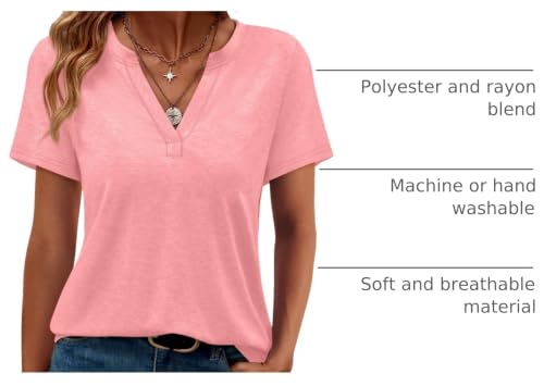 Image of WEESO Womens Tops Summer Short Sleeve V Neck Blouses Business Casual Loose Fit Tshirts Trendy Fashion Outfits