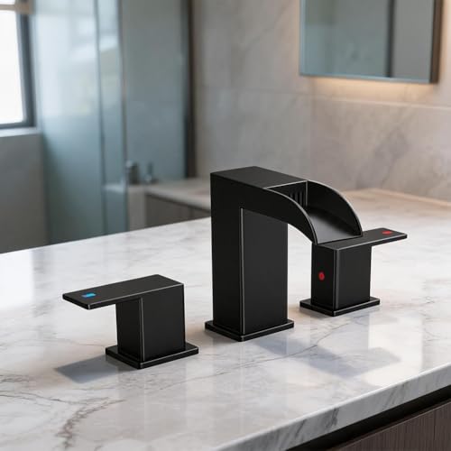 Robinet carré à double commande évite les éclaboussures grâce au bec cascade pour lavabo - 4