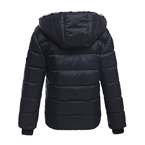 Rokka&Rolla Boys Heavy Padded Water-Resistant Hooded Thickened Quilted Puffer Jacket,Very Black,M (8-9) #TOP2