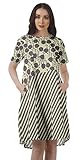 Moomaya Printed Loose A-Line Dress with Pockets Short Sleeve Dresses Women Dusty Brown