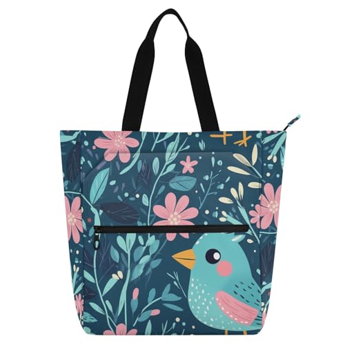 Bolsa de mano resistente a desgarros con cremallera y diseño animado turquesa