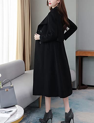 Kinghua Women's Double Breasted Wool Coats Winter Long Wool Pea Coat Overcoat4