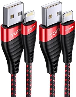 TOPK iPhone Charger Cable, [2Pack 6ft/2M] iPhone Charging Cable MFi Certified Lightning Cable (Red)