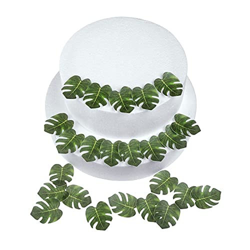 Georld 48Pcs Edible Tropical Turtle Leaves Cupcake Toppers Palm Leaf Cake For Hawaii Theme Jungle Party Cake Summer Decoration #TOP1