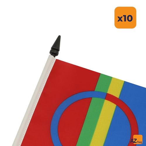 Drapeau Saami de table en polyester AZ FLAG avec socle noir résistant