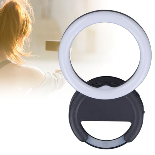 Luz de encaixe para telefone com rotação de 180 graus, luz de selfie de LED de 3 cores para celular,