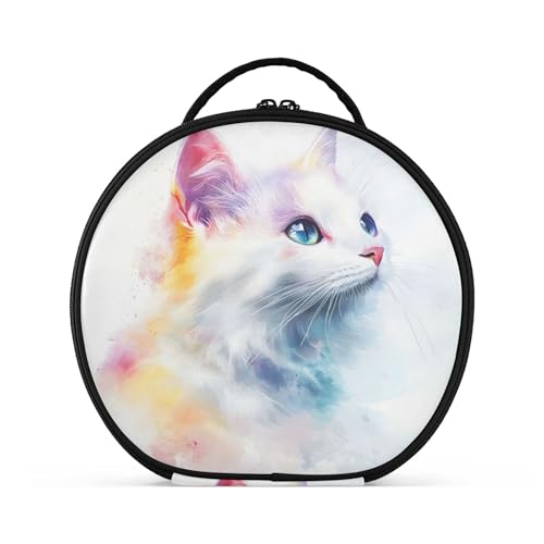 Takiito Watercolor Cat Travel Makeup Case Portable Makeup Box Artist Cosmetic Case Organizer With Adjustable Dividers