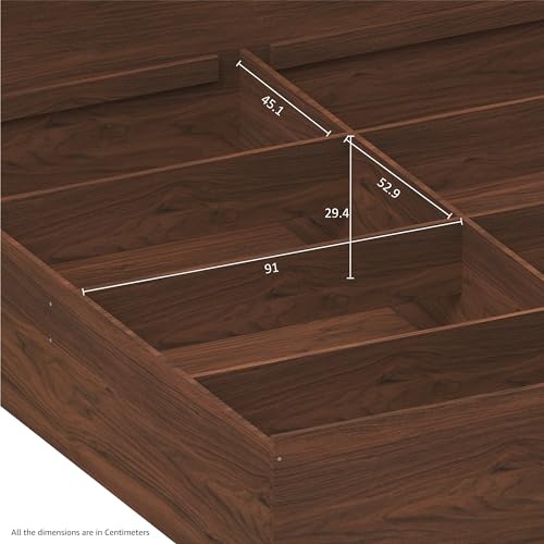 Image of Amazon Brand - Solimo Altamore Engineered Wood King Bed with Storage, Non Woven Base (Walnut Finish)