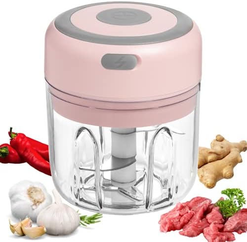 Kitcheon Electric Garlic Chopper-Mini Food Chopper (250 ML)-Kitchen Mini Garlic Chopper,Mincer,Crusher,Grinder,Slicer-Hand Kitchen Dicers for Ginger,Onion,Chili,Spices,Veggies