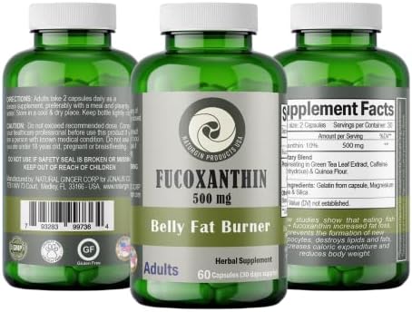 Fucoxanthin Extract 10% Fat Loss, Antioxidant, Belly Fat Burner 60 capsules with 250mg each