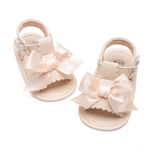 Image of Miamooi Infant Baby Girls Boys Sandals Summer Bowknot Crib Shoes Toddler Pu Leather Flower Soft Rubber Sole Dress Flats First Walker Shoes