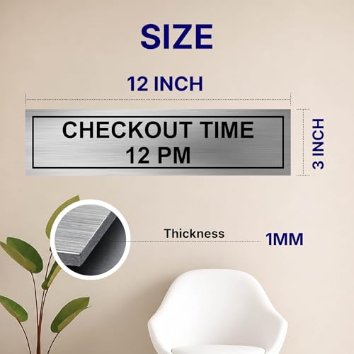 Image of Check Out Time Sign Board for Office, Mall, Restaurant, Hotel, Hospital, Laboratory, Clinic, School, Shop, Door Durable & Easy to Read Wall Signage (Stainless Steel 12x3 inch)