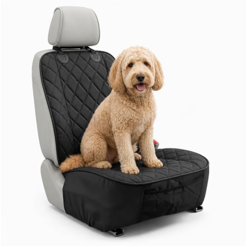 4Knines Heavy Duty Front Bucket Seat Cover for Dogs, Waterproof, Black