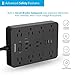 TESSAN Mountable Power Strip Extension Cord with Surge Protector, 10 AC Outlets, and 3 USB Charging Ports for Home and Offices, Black