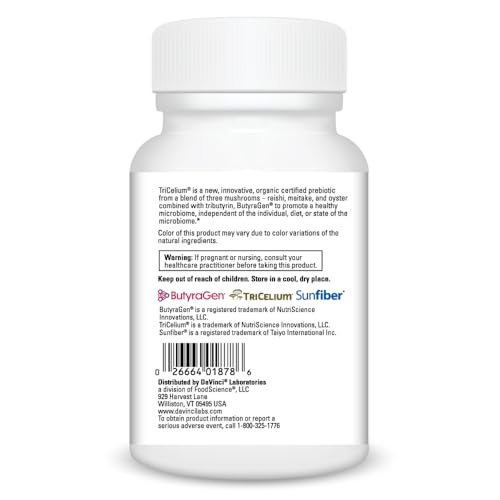 DAVINCI Laboratories Prebiotic Mushroom Blend - Helps Support Gut & Immune Health with Reishi, Maitake & Oyster Mushrooms* - Vegetarian, Soy Free & Gluten Free - 60 Capsules (60 Servings)