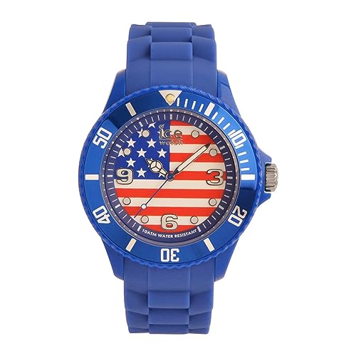 ICE-Watch - Montre Mixte - Quartz Analogique - Ice-World - USA - Big - Cadran Multicolore - Bracelet Silicone Bleu - WO.US.B.S.12