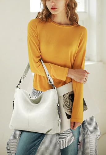 Image of YALUXE Women's Real Leather Shoulder Bags Hobo Handbag Purse Crossbody Bag