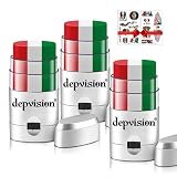 3 Pack Mexico Flag Face Paint Stick, Body Paint Sticks for Soccer Fans with 2 pcs Stickers, Hypoallergenic & Washable Face Painting Sticks for Football Fans, Sports Cheering & Party Makeup (red white green)