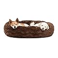 Best Friends by Sheri Luxury Faux Fur Donut Cuddler (30x30), Dark Chocolate - Small Round Donut Cat and Dog Cushion Bed, Orthopedic Relief