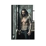Jason Momoa American Actor Cool Sexy Portrait Canvas Wall Art Posters For Room Aesthetic And Decor Canvas Painting Posters And Prints Wall Art Pictures for Living Room Bedroom Decor 16x24inch(40x60cm