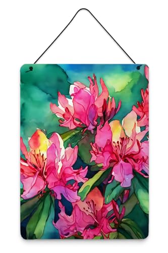 Caroline's Treasures West Virginia Rhododendrons in Watercolor Wall or Door Hanging Prints Aluminum Metal Sign Kitchen Wall Bar Bathroom Plaque Home Decor Front Door Plaque, 12x16, Multicolor