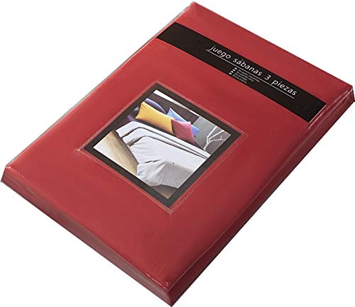 TIENDA EURASIA® Juego 3 Sábanas de Cama 135cm - Microfibra Transpirable - Tacto Suave (Cama 135-135x190/200 cm, Rojo)