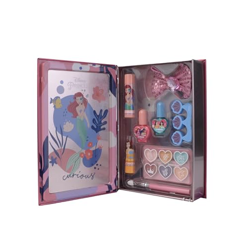 Lip Smacker Disney Beauty Book Tin, Ensemble de Maquillage pour PetiteFille avec RougesÀLèvres, BrillantsÀLèvres, FardsÀPaupières Lumineux et VernisÀOngles, Accessoires pour Cheveux et Maquillage