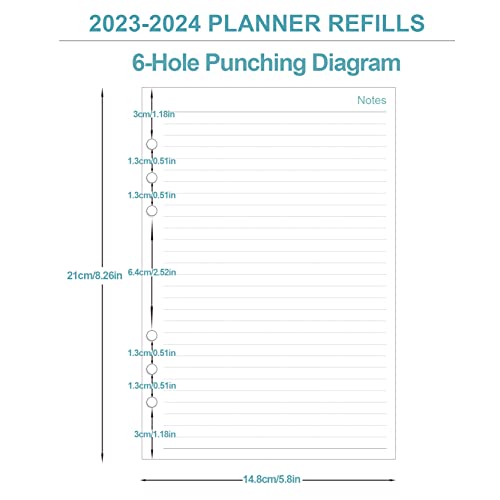 2023-2024 Planner Refills - One Page Per Day Daily ＆ Monthly Planner, July 2023-June 2024, Prioritized, To-Do List, Notes, Appointment Schedule, 6-Hole Punched, 5.8" X 8.3" #TOP6