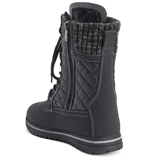 Polar Products Womens Quilted Short Faux Fur Snow Waterproof Winter Durable Warm Boots - 10 - BLK41 AYC0528