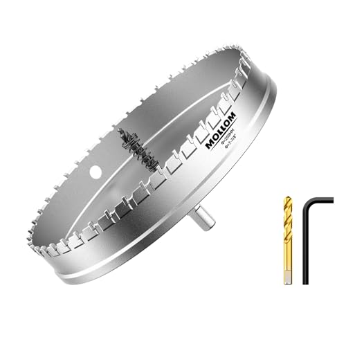 Mollom 7-7/8" (200mm) Heavy Duty Carbide Hole Saw with 2 Pilot Bits