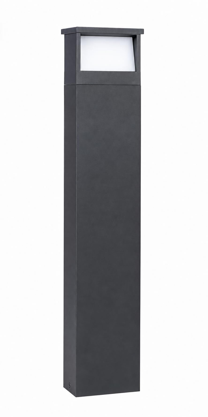 Outdoor Bollard Light, Dark Grey Square Post Garden Path Lamp | Pathway Lighting, Modern Design, Frosted White Diffuser, Weather Resistant, Ground Mount-image-25