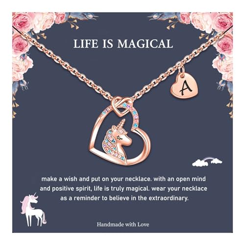 Hidepoo Unicorn Necklace Gifts, 14K Gold/White Gold/Rose Plated C...