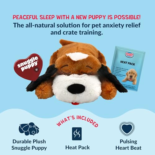 Image of Snuggle Puppy Heartbeat Dog Toy for Puppies, Real-Feel Heartbeat, Calming Sleep Aid and Crate Training Comfort Toy with Heat Pack, Brown & White Beagle | Calming heartbeat toy, crate training comfort, heat pack, new puppy essentials, first nights, sleep, medium breeds 25-70 lbs