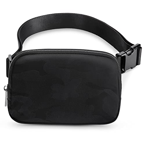 Riñonera deportiva para el cinturón, resistente al agua, elegante, de nailon, pequeño, unisex, para exteriores, viajes, senderismo, hombres y mujeres, camuflaje negro., Deporte Cover