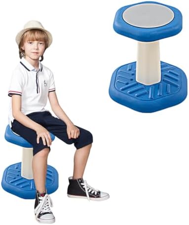 Fanboxk Active Chairs Kids Preschool Wobble Stool - Alternative Flexible Seating Balance Wiggle Stool for Classroom,Preschool,Kindergarten&Elementary School,Active Sensory Chairs,Ages3-8,Blue(14in)