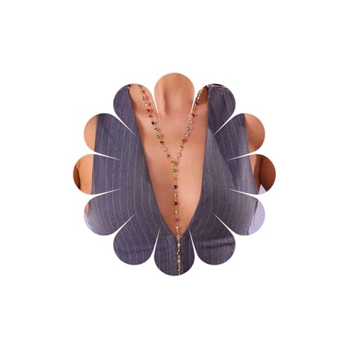 Inateannal Collier Chaîne En Y En Strass Coloré Collier Lariat Long En Cristal Arc-en-ciel Collier Ras Du Cou En Strass Étincelant Longue Chaîne En Cristal Cz Pour...