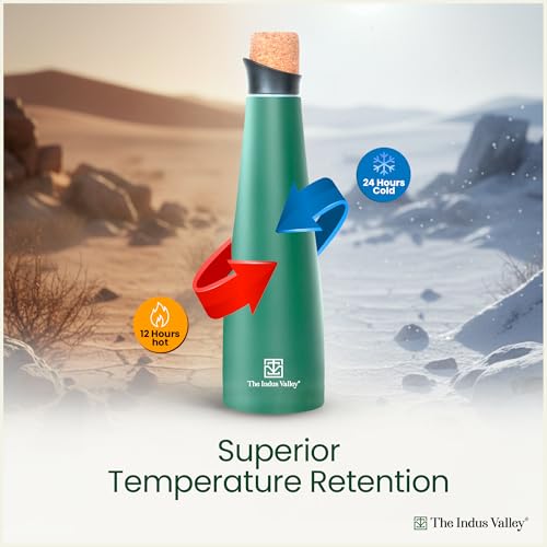 Image of The Indus Valley Double Wall Stainless Steel Vacuum Insulated Narrow Water Bottle | 500 ml | Leak-Proof Lid, Rust-Proof | for School, Office & Gym