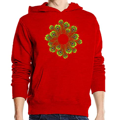 Sweat à capuche paon mandala artistique en coton de qualité supérieure