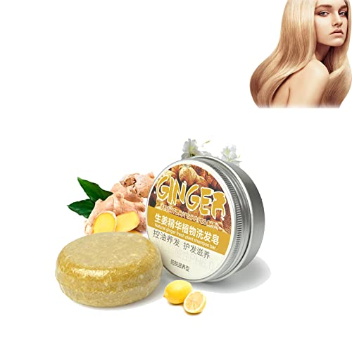 Barra de champú para el Crecimiento del Cabello de Jengibre, jabón de champú para el Cabello anticaída, promueve el Crecimiento del Cabello, Barra de champú 100% Natural para el Cabello (1PCS) Cover
