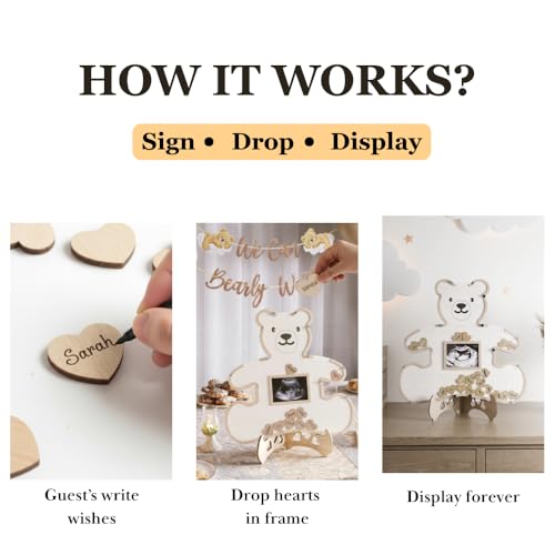 Image of Baby Memory Keepsake Frame Guestbook - Luxury Baby Shower & First Birthday Guest Book Alternative - Preserve Wishes, Messages & First Year Memories in a Beautiful Nursery Display