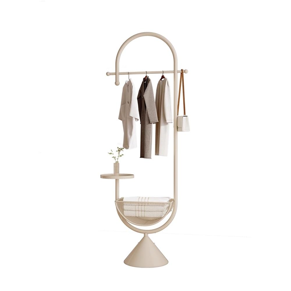 B3F7M4R9J2 Coat Rack Indoor Clothes Hanger Entrance Storage Floor Small Room Creative Vertical Coat Rack(Creamy White)