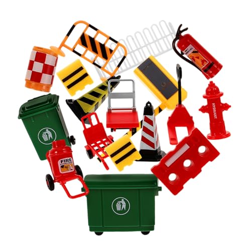 JEWEDECO 19pièces Mini Cônes De Signalisation Jouets De Signalisation Routière pour Garçon Fille Modèles De Panneau De Barricade Mini Barrière De Circulation Jouets De Micro-scène
