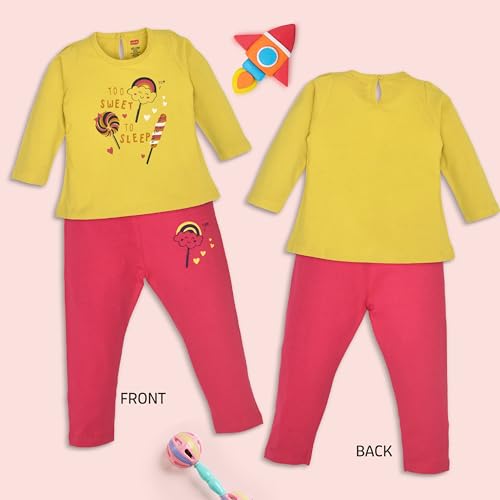 Image of LuvLap Baby Girls 100% Cotton Full Sleeve Top & Pyjama Sets, Pack Of 02