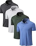 TELALEO 4 Pack Mens Polo Shirts Quick Dry Short Sleeve Golf T Shirt Performance Moisture Wicking Casual Workout SetA M